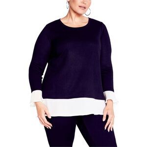 avenue Womens Plus Size Hacci Chiffon Pullover Sweater, NWT